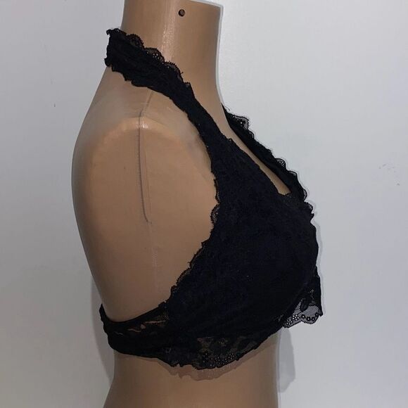 Gilly Hicks Women's Lace Floral Halter Padded Bralette Black Size XL - Picture 5 of 8